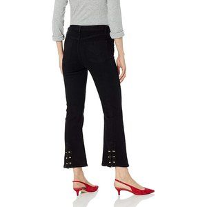 HUDSON Women's Holly High Rise Crop Flare Jeans Size 24 Black with Gold Details
